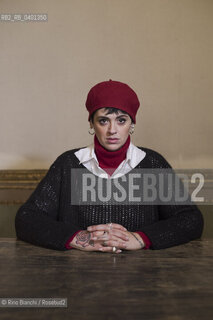 Turin January 31,  2026..Giulia Muscatelli, writer, author, collaborates with various publications, teacher at the Holden School, photographed in Turin at the Circolo dei lettori during the Festival Francesissimo/Giulia Muscatelli, scrittrice, autrice, collabora con diverse testate, docente della Scuola Holden, fotografata a Torino negli ambienti del Circolo dei lettori durante il Festival Francesissimo. ©Rino Bianchi/Rosebud2