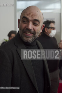 Rome December 8, 2025..Roberto Saviano, Italian writer, journalist, screenwriter, and television host, photographed in Rome at La Nuvola/Roberto Saviano scrittore, giornalista, sceneggiatore e conduttore televisivo italiano, fotografato a Roma negli spazi de La Nuvola. ©Rino Bianchi/Rosebud2