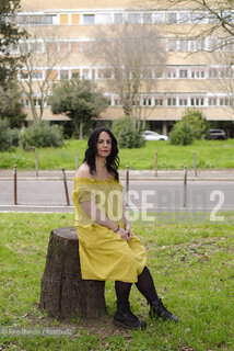 Rome March 22, 2026..Ilaria Rossetti, writer, editor, and teacher of writing and storytelling courses and workshops, has taught at the Holden School in Turin since 2022 and won the Campiello Giovani Prize in 2007. Photographed in Rome at the Auditorium Parco della Musica/Ilaria Rossetti, scrittrice, editor, docente in corsi e laboratori di scrittura e narrazione, dal 2022 insegna alla Scuola Holden di Torino e nel 2007 ha vinto il Premio Campiello Giovani, fotografata a Roma nellarea dellAuditorium Parco della musica. ©Rino Bianchi/Rosebud2