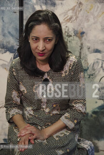 Turin May 16, 2026..Kiran Desai, an Indian writer who won the Booker Prize in 2006 with her novel The Inheritance of Loss, photographed in Turin at the Lounge/Kiran Desai scrittrice indiana, vincitrice del Booker Prize nel 2006 con il romanzo Eredi della sconfitta (The Inheritance of Loss) fotografata a Torino negli spazi del Lounge. ©Rino Bianchi/Rosebud2