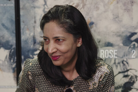Turin May 16, 2026..Kiran Desai, an Indian writer who won the Booker Prize in 2006 with her novel The Inheritance of Loss, photographed in Turin at the Lounge/Kiran Desai scrittrice indiana, vincitrice del Booker Prize nel 2006 con il romanzo Eredi della sconfitta (The Inheritance of Loss) fotografata a Torino negli spazi del Lounge. ©Rino Bianchi/Rosebud2