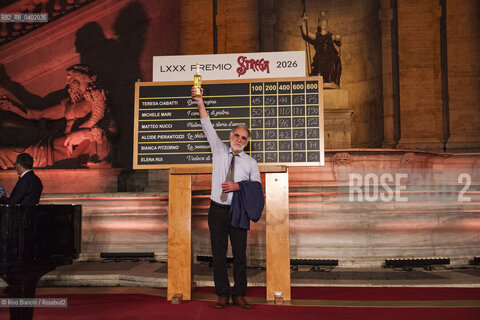 Rome, July 8, 2026.Michele Mari after winning the 80th edition of the Strega Prize/Michele Mari dopo laffermazione alla 80 edizione del Premio Strega. ©Rino Bianchi/Rosebud2