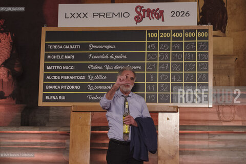 Rome, July 8, 2026.Michele Mari, after winning the 80th edition of the Strega Prize/Michele Mari dopo laffermazione alla 80 edizione del Premio Strega, ©Rino Bianchi/Rosebud2