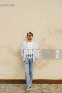 Biella, September 13, 2026.Nicolò Bellon, writer and storyteller, photographed in Biella at the former De Agostini factory during the Fuoriluogo Festival/Nicolò Bellon, scrittore e storyteller, fotografato a Biella negli spazi dellex opificio De Agostini durante il Festival Fuoriluogo. ©Rino Bianchi/Rosebud2
