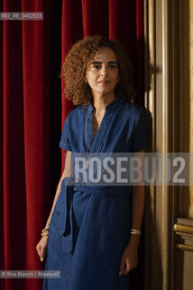 Turin September 22, 2026..Leila Slimani, a French journalist and writer of Moroccan origin, photographed in Turin at the Circolo dei Lettori/Leila Slimani, giornalista e scrittrice francese di origine marocchina, fotografata a Torino negli ambienti del Circolo dei lettori. ©Rino Bianchi/Rosebud2