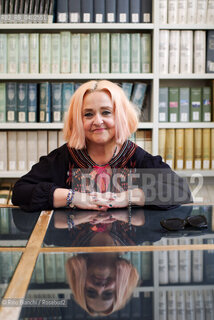 Biella September 12, 2026..Gaja Cenciarelli—a writer, translator, and teacher of English language and literature, as well as an author of novels, short stories, and critical essays—is a member of the “Piccoli Maestri” association and winner of the 2023 Alvaro-Bigiaretti Prize; she is pictured here at the Biella Civic Library during the Fuoriluogo Festival/Gaja Cenciarelli, scrittrice e traduttrice, autrice di romanzi, racconti, interventi critici, docente di lingua e letteratura inglese, fa parte dellAssociazione “Piccoli Maestri”,  ha vinto il Premio Alvaro-Bigiaretti 2023, fotografata negli spazi della Biblioteca Civica di Biella durante il Festival Fuoriluogo... ©Rino Bianchi/Rosebud2