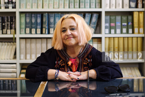 Biella September 12, 2026..Gaja Cenciarelli—a writer, translator, and teacher of English language and literature, as well as an author of novels, short stories, and critical essays—is a member of the “Piccoli Maestri” association and winner of the 2023 Alvaro-Bigiaretti Prize; she is pictured here at the Biella Civic Library during the Fuoriluogo Festival/Gaja Cenciarelli, scrittrice e traduttrice, autrice di romanzi, racconti, interventi critici, docente di lingua e letteratura inglese, fa parte dellAssociazione “Piccoli Maestri”,  ha vinto il Premio Alvaro-Bigiaretti 2023, fotografata negli spazi della Biblioteca Civica di Biella durante il Festival Fuoriluogo. ©Rino Bianchi/Rosebud2