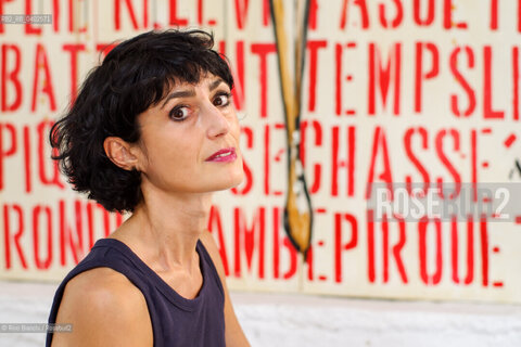 Biella September 12, 2026..Eleni Molos—actress, voice actor, author of essays and educational texts, and writer—photographed in Biella at the former De Agostini factory complex during the Fuoriluogo Festival/Eleni Molos, attrice, doppiatrice, autrice disaggi e testi per la scuola, scrittrice, fotografata a Biella negli spazi dellEx Opicicio De Agostini durante il Festival Fuoriluogo. ©Rino Bianchi/Rosebud2