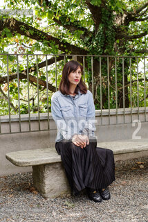 Biella Sepember 26, 2026..Olga Campofreda, a writer and essayist, works as a researcher in Italian and Cultural Studies in London and coaches fencing for the English national Under-20 team; she is pictured here in Biella, in the park of Palazzo Gromo Losa, during the Contemporanea Festival/Olga Campofreda scrittrice e saggista,  lavora come ricercatrice in Italian e Cultural studies a Londra ed insegna scherma per la nazionale inglese Under 20, fotografata a Biella nel parco di Palazzo Gromo Losa durante il Festival Contemporanea. ©Rino Bianchi/Rosebud2