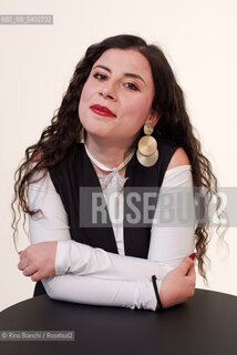 Biella September  24, 2026..Monica Acito—writer, cultural journalist, and humanities teacher at the middle and high school levels—photographed in Biella during the Contemporanea Festival/Monica Acito scrittrice, giornalista culturale, docente di discipline umanistiche presso la scuola secondaria di primo e secondo grado, fotografata a Biella durante il Festival Contemporanea. ©Rino Bianchi/Rosebud2