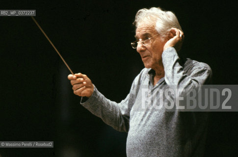 Leonard Bernstein, direttore, musica classica, ritratto 1985, Roma, Italia / Leonard Bernstein, director, classic music, potrait 1985, Rome, Italy. ©Massimo Perelli/Rosebud2