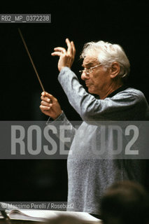 Leonard Bernstein, direttore, musica classica, ritratto 1985, Roma, Italia / Leonard Bernstein, director, classic music, potrait 1985, Rome, Italy. ©Massimo Perelli/Rosebud2