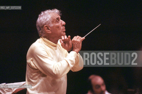 Leonard Bernstein, direttore, musica classica, ritratto 1985, Roma, Italia / Leonard Bernstein, director, classic music, potrait 1985, Rome, Italy. ©Massimo Perelli/Rosebud2