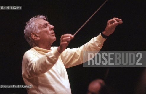 Leonard Bernstein, direttore, musica classica, ritratto 1985, Roma, Italia / Leonard Bernstein, director, classic music, potrait 1985, Rome, Italy. ©Massimo Perelli/Rosebud2