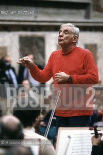 Leonard Bernstein, direttore, musica classica, ritratto 1985, Roma, Italia / Leonard Bernstein, director, classic music, potrait 1985, Rome, Italy. ©Massimo Perelli/Rosebud2