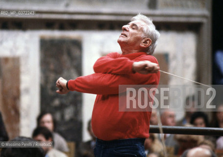 Leonard Bernstein, direttore, musica classica, ritratto 1985, Roma, Italia / Leonard Bernstein, director, classic music, potrait 1985, Rome, Italy. ©Massimo Perelli/Rosebud2