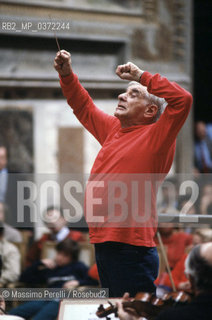 Leonard Bernstein, direttore, musica classica, ritratto 1985, Roma, Italia / Leonard Bernstein, director, classic music, potrait 1985, Rome, Italy. ©Massimo Perelli/Rosebud2