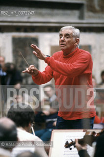 Leonard Bernstein, direttore, musica classica, ritratto 1985, Roma, Italia / Leonard Bernstein, director, classic music, potrait 1985, Rome, Italy. ©Massimo Perelli/Rosebud2