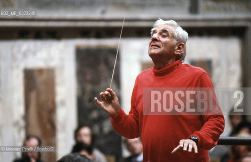 Leonard Bernstein, direttore, musica classica, ritratto 1985, Roma, Italia / Leonard Bernstein, director, classic music, potrait 1985, Rome, Italy. ©Massimo Perelli/Rosebud2