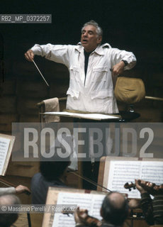 Leonard Bernstein, direttore, musica classica, ritratto 1985, Roma, Italia / Leonard Bernstein, director, classic music, potrait 1985, Rome, Italy. ©Massimo Perelli/Rosebud2