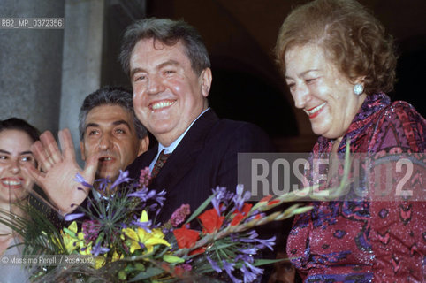 Carlo Pontiggia con Maria Luisa Spaziani, Premio Strega, scrittori, ritratto 1989, Roma, Italia / Carlo Pontiggia with Maria Luisa Spaziani, Strega Prize, writers, potrait 1989, Rome, Italy. ©Massimo Perelli/Rosebud2