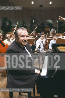 Claudio Arrau, pianista, musica classica, ritratto 1985, Roma, Italia / Claudio Arrau, pianist, classic music, potrait 1985, Rome, Italia. ©Massimo Perelli/Rosebud2