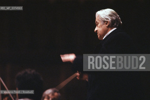 Sergiu Celibidache, direttore, musica classica, ritratto 1987, Roma, Italia / Sergiu Celibidache, director, classic music, potrait 1987, Rome, Italy. ©Massimo Perelli/Rosebud2