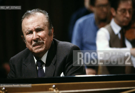 Claudio Arrau, pianista, musica classica, ritratto 1985, Roma, Italia / Claudio Arrau, pianist, classic music, potrait 1985, Rome, Italy. ©Massimo Perelli/Rosebud2