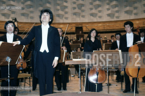 Seiji Ozawa, direttore, musica classica, ritratto 1985, Roma, Italia / Seiji Ozawa, director, classic music, potrait 1985, Rome, Italy. ©Massimo Perelli/Rosebud2