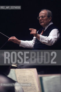 Wolfgang Sawallisch, direttore, musica classica, ritratto 1985, Roma, Italia / Wolfgang Sawallisch, director, classic music, potrait 1985, Rome, Italy. ©Massimo Perelli/Rosebud2