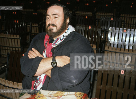 Luciano Pavarotti, cantante tenore, lirica, ritratto 1990, Roma, Italia / Luciano Pavarotti, tenor singer, lirica, potrait 1990, Rome, Italy. ©Massimo Perelli/Rosebud2