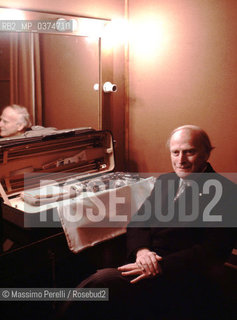 Yehudy Menhuin, violinista, musica classica, ritratto 1987, Roma, Italia / Yehudy Menhuin, violinist, classic music, potrait 1987, Rome, Italy. ©Massimo Perelli/Rosebud2