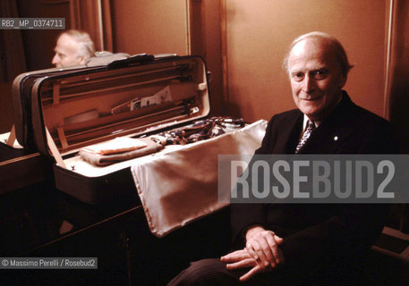 Yehudy Menhuin, violinista, musica classica, ritratto 1987, Roma, Italia / Yehudy Menhuin, violinist, classic music, potrait 1987, Rome, Italy. ©Massimo Perelli/Rosebud2