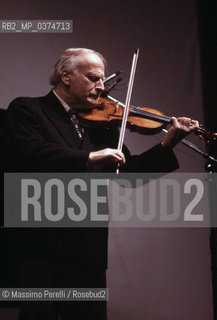 Yehudy Menhuin, violinista, musica classica, ritratto 1987, Roma, Italia / Yehudy Menhuin, violinist, classic music, potrait 1987, Rome, Italy. ©Massimo Perelli/Rosebud2