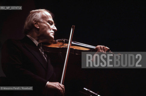 Yehudy Menhuin, violinista, musica classica, ritratto 1987, Roma, Italia / Yehudy Menhuin, violinist, classic music, potrait 1987, Rome, Italy. ©Massimo Perelli/Rosebud2