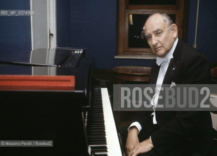 Nikita Magaloff, pianista, musica classica, ritratto 1985, Roma, Italia / Nikita Magaloff, pianist, classic music, potrait 1985, Rome, Italy. ©Massimo Perelli/Rosebud2