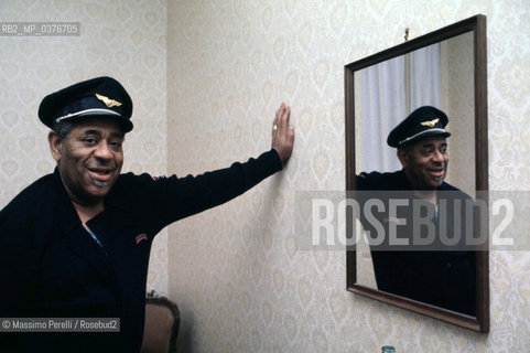 Dizzy Gillespie(rana), tromba, musica jazz, ritratto 1980, Roma, Italia / Dizzy Gillespie(frog), trumpet, jazz music, potrait 1980, Rome, Italy. ©Massimo Perelli/Rosebud2