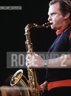 Stan Getz, sassofonista, musica jazz, ritratto 1983, Roma, Italia/ Stan Getz, saxophonist, jazz music, potrait 1983, Rome, Italy. ©Massimo Perelli/Rosebud2