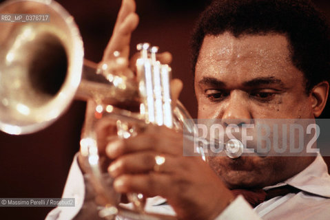 Freddie Hubbard, tromba, musica jazz, ritratto 1985, Roma, Italia / Freddie Hubbard, trumpet, jazz music, potrait 1985, Rome, Italy. ©Massimo Perelli/Rosebud2