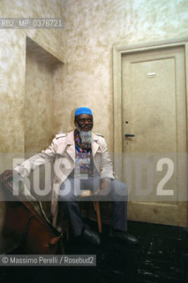 Pharoah Sanders, sassofonista, musica jazz, ritratto 1984, Roma, Italia / Pharoah Sanders, saxophonist, jazz music, potrait 1984, Rome, Italy. ©Massimo Perelli/Rosebud2