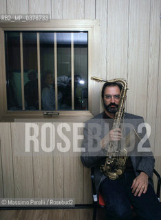 Michael Brecker, sassofonista, musica jazz, ritratto 1991, Roma, Italia / Michael Brecker, saxophonist, jazz music, potrait 1991, Rome, Italy. ©Massimo Perelli/Rosebud2