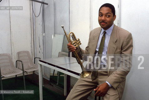 Wynton Marsalis, trombettista, musica jazz, ritratto 1993, Roma, Italia / Wynton Marsalis, trumpter, jazz music, potrait 1993, Rome, Italy. ©Massimo Perelli/Rosebud2