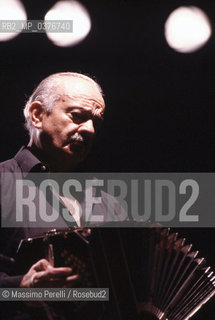 Astor Piazzolla, fisarmonica, musica jazz, ritratto 1986, Roma, Italia / Astor Piazzolla, accordion, jazz music, potrait 1986, Rome, Italy. ©Massimo Perelli/Rosebud2