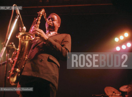 Courtney Pine, sassofonista, musica jazz, ritratto 1989, Roma, Italia / Courtney Pine, saxophonist, jazz music, potrait 1989, Rome, Italy. ©Massimo Perelli/Rosebud2