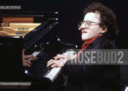 Michel Petrucciani, pianista, musica jazz, ritratto 1983, Roma, Italia / Michel Petrucciani, pianist, jazz music, potrait 1983, Rome, Italy. ©Massimo Perelli/Rosebud2