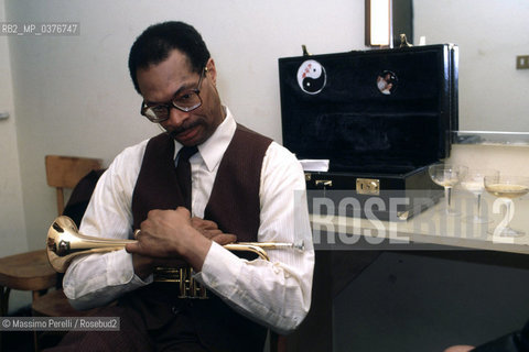 Woody Shaw, tromba, musica jazz, ritratto 1987, Roma, Italia / Woody Shaw, trumpet, jazz music, potrait 1987, Rome, Italy. ©Massimo Perelli/Rosebud2