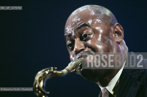 Archie Sheepp, sassofonista, musica jazz, ritratto 1985, Roma, Italia / Archie Shepp, saxophonist, jazz music, potrait 1985, Rome, Italy. ©Massimo Perelli/Rosebud2