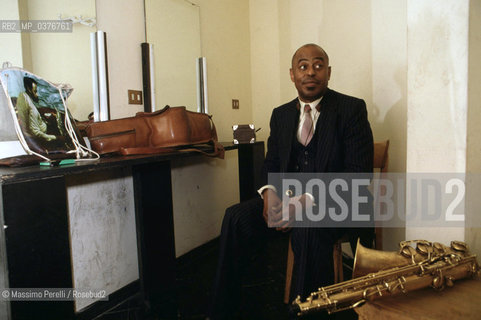 Archie Sheepp, sassofonista, musica jazz, ritratto 1985, Roma, Italia / Archie Shepp, saxophonist, jazz music, potrait 1985, Rome, Italy. ©Massimo Perelli/Rosebud2