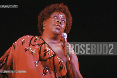 Sarah Vaughan, cantante, musica jazz, ritratto 1984, Roma, Italia / Sarah Vaughan, singer, jazz music, potrait 1984, Rome, Italy. ©Massimo Perelli/Rosebud2