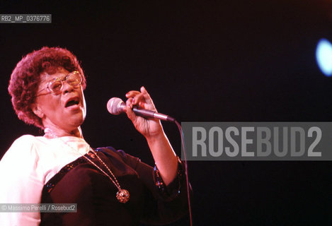 Ella Fitzgerald, cantante, musica jazz, ritratto 1989, Roma, Italia / Ella Fitzgerald, singer, jazz music, potrait 1989, Rome, Italy. ©Massimo Perelli/Rosebud2